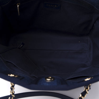 Chanel Mixed Fibers Striped Small Deauville Tote Navy Blue 5 of 11