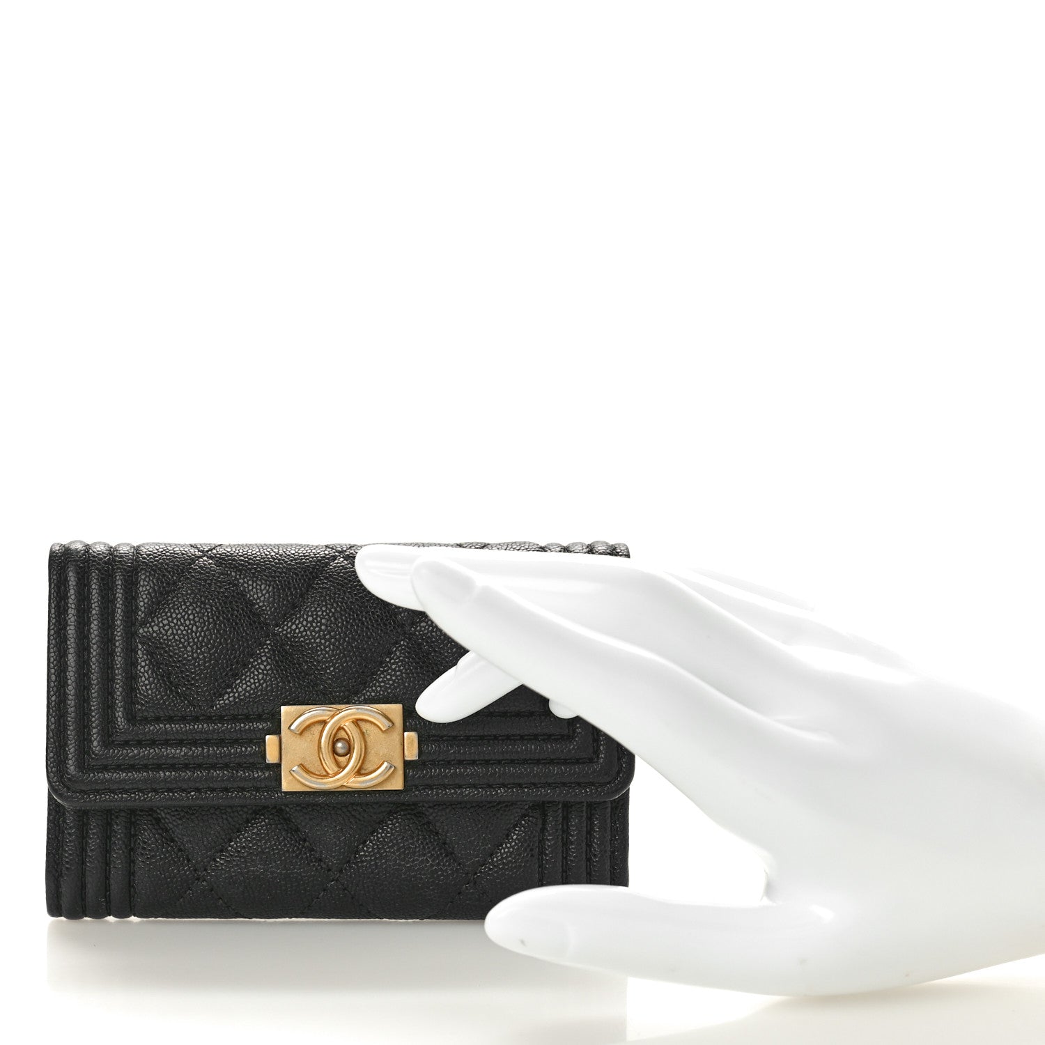 Chanel Caviar Quilted Boy Flap Card Holder Black 2 of 8