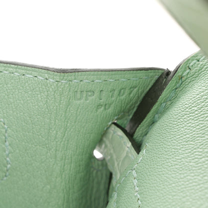 Hermes Matte Alligator Birkin 25 Vert D'eau 7 of 13