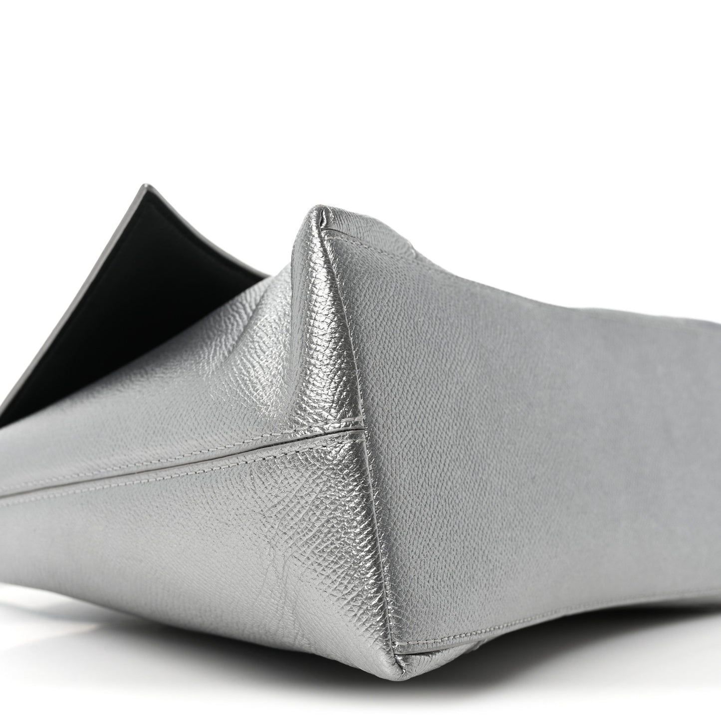 Metallic Soft Textured Calfskin Small Downtown Shoulder Bag Silver