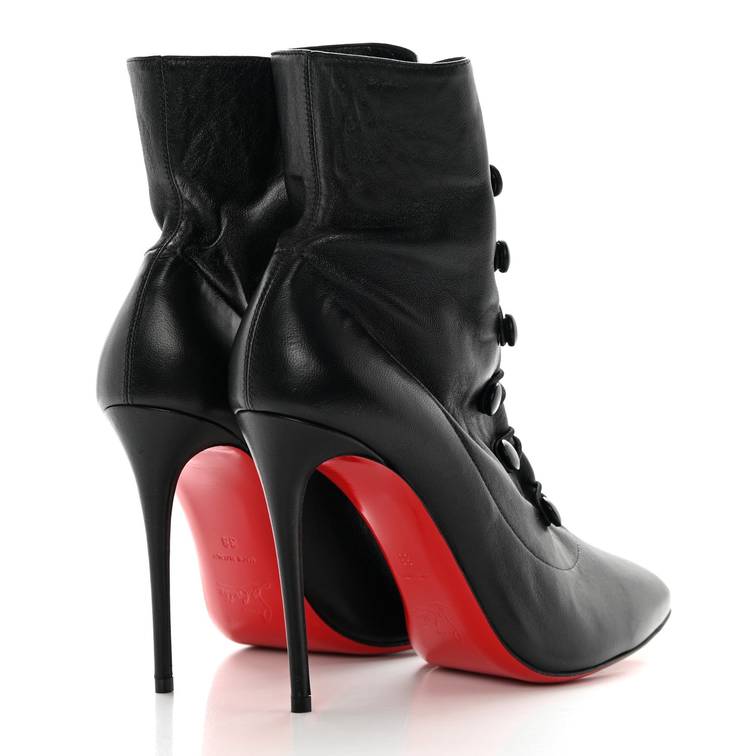 Christian Louboutin Calfskin French Tutu Button Ankle Boot 38 Black 4 of 13