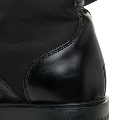 Prada Spazzolato Rois Nylon Metal Triangle Logo Monolith Pouch Pocket 55mm Boots 39.5 Black 17 of 20