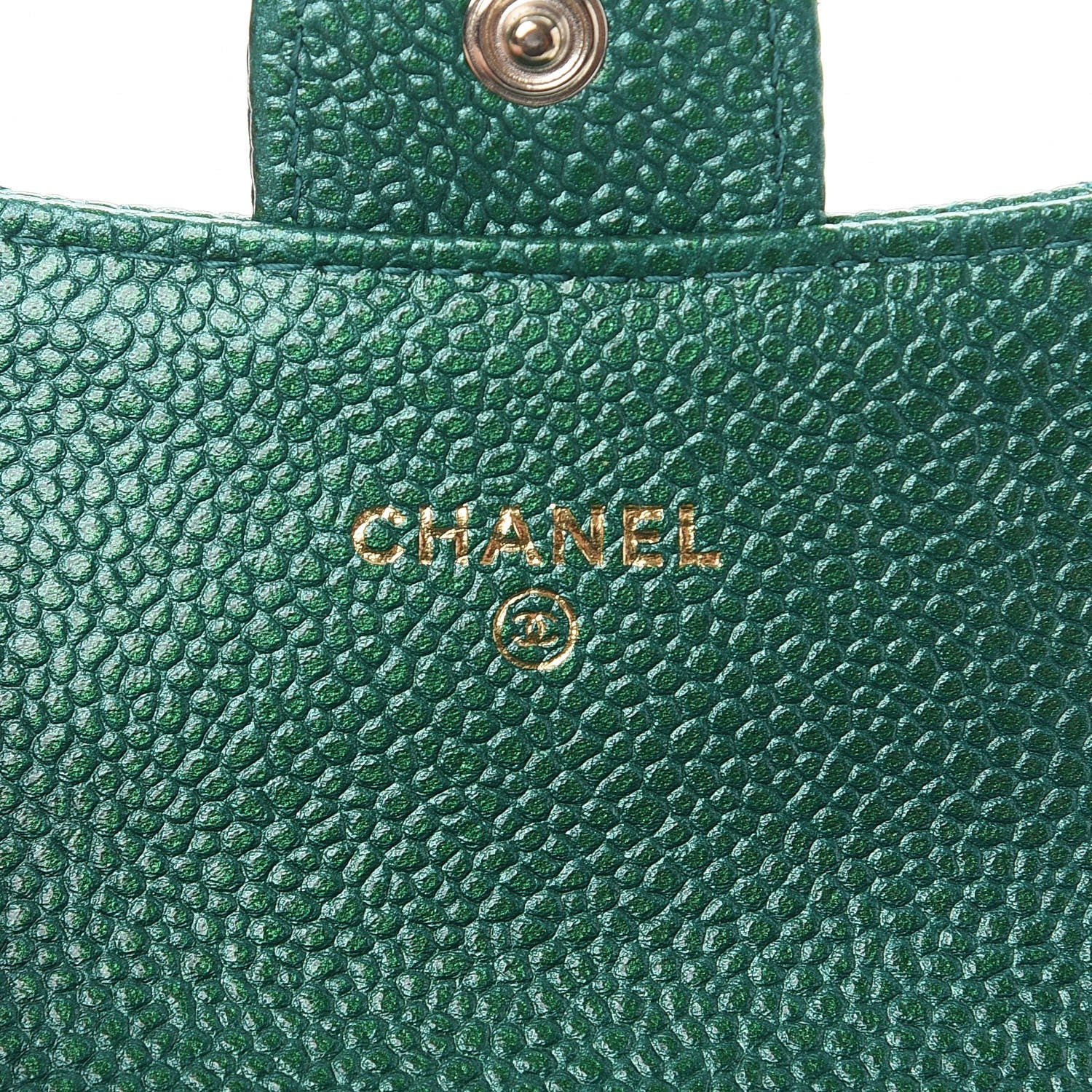 Chanel Metallic Caviar Quilted Card Holder Green 6 of 9
