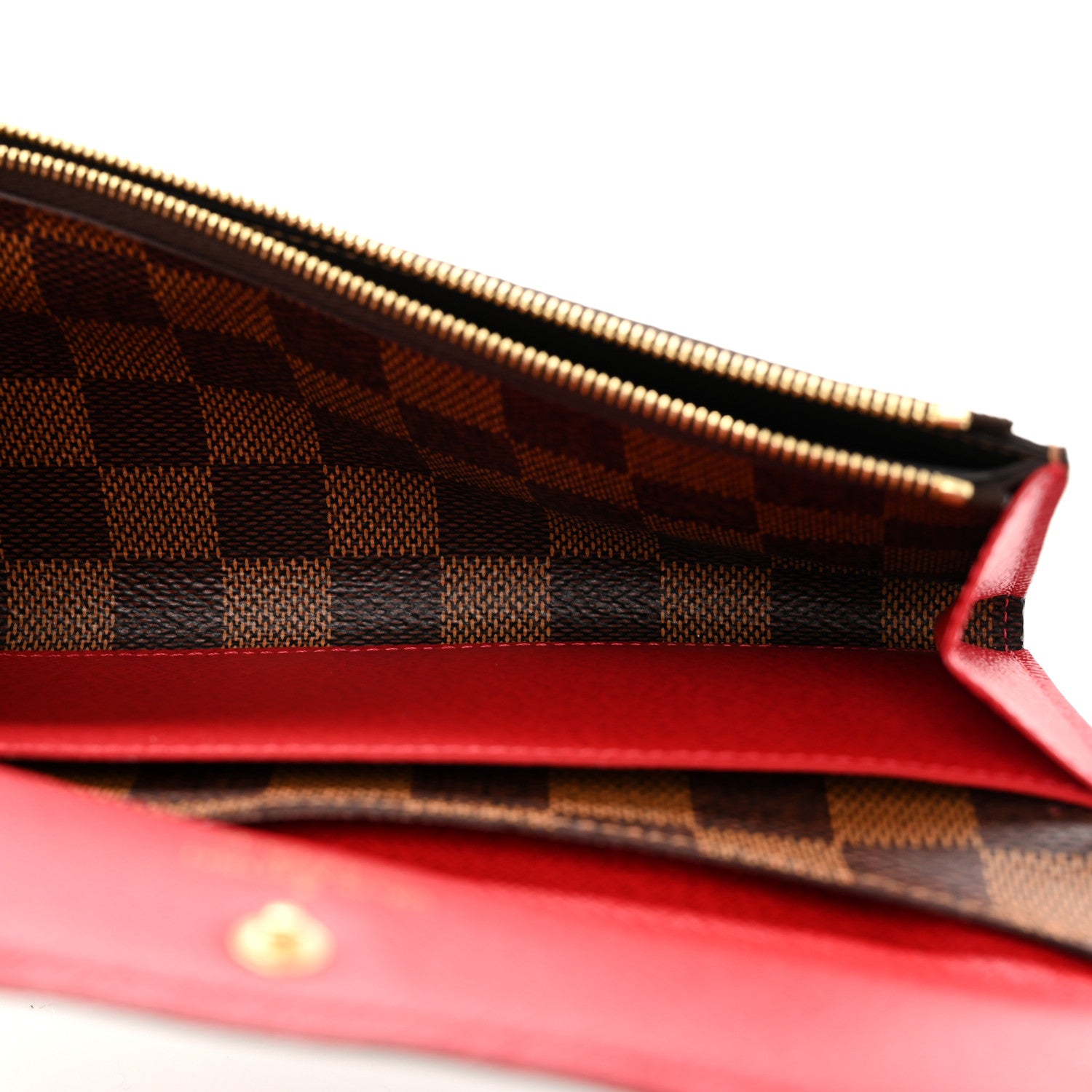 Louis Vuitton Damier Ebene Emilie Wallet Red 5 of 9