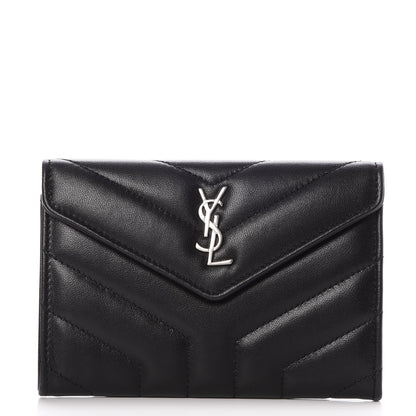 Saint Laurent Lambskin Y Quilted Monogram Small Loulou Envelope Wallet Black 1 of 8