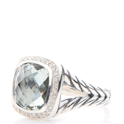 David Yurman Sterling Silver Diamond Prasiolite 11mm Albion Ring 53 6.5 3 of 6