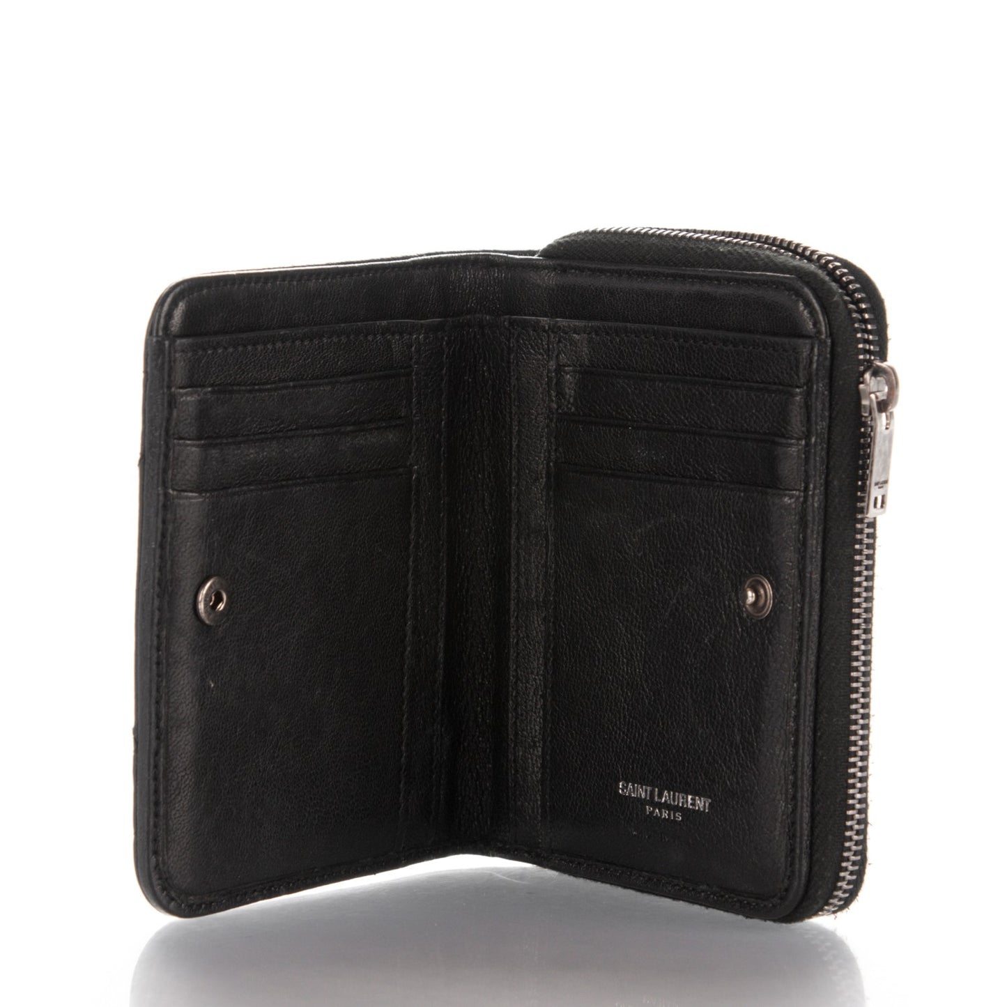Lambskin Matelasse Chevron Monogram Compact Wallet Black