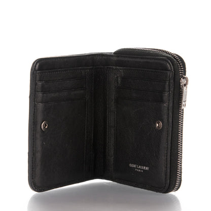 Saint Laurent Lambskin Matelasse Chevron Monogram Compact Wallet Black 5 of 8