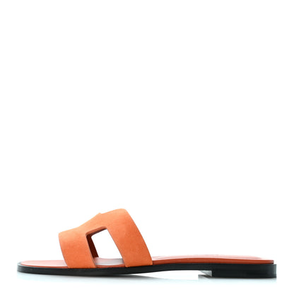 Hermes Suede Goatskin Oran Sandals 38 Rose Bois De Santal 1 of 10
