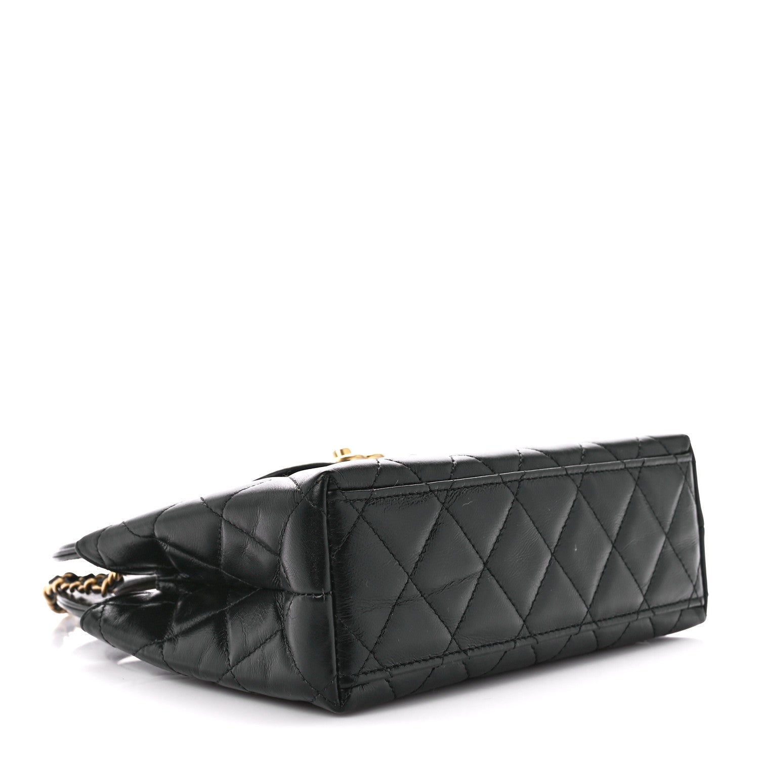 Chanel Shiny Aged Calfskin Quilted Nano Kelly Shopper Black 4 of 11