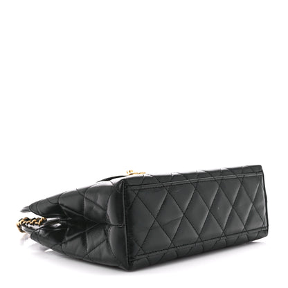 Chanel Shiny Aged Calfskin Quilted Nano Kelly Shopper Black 4 of 11