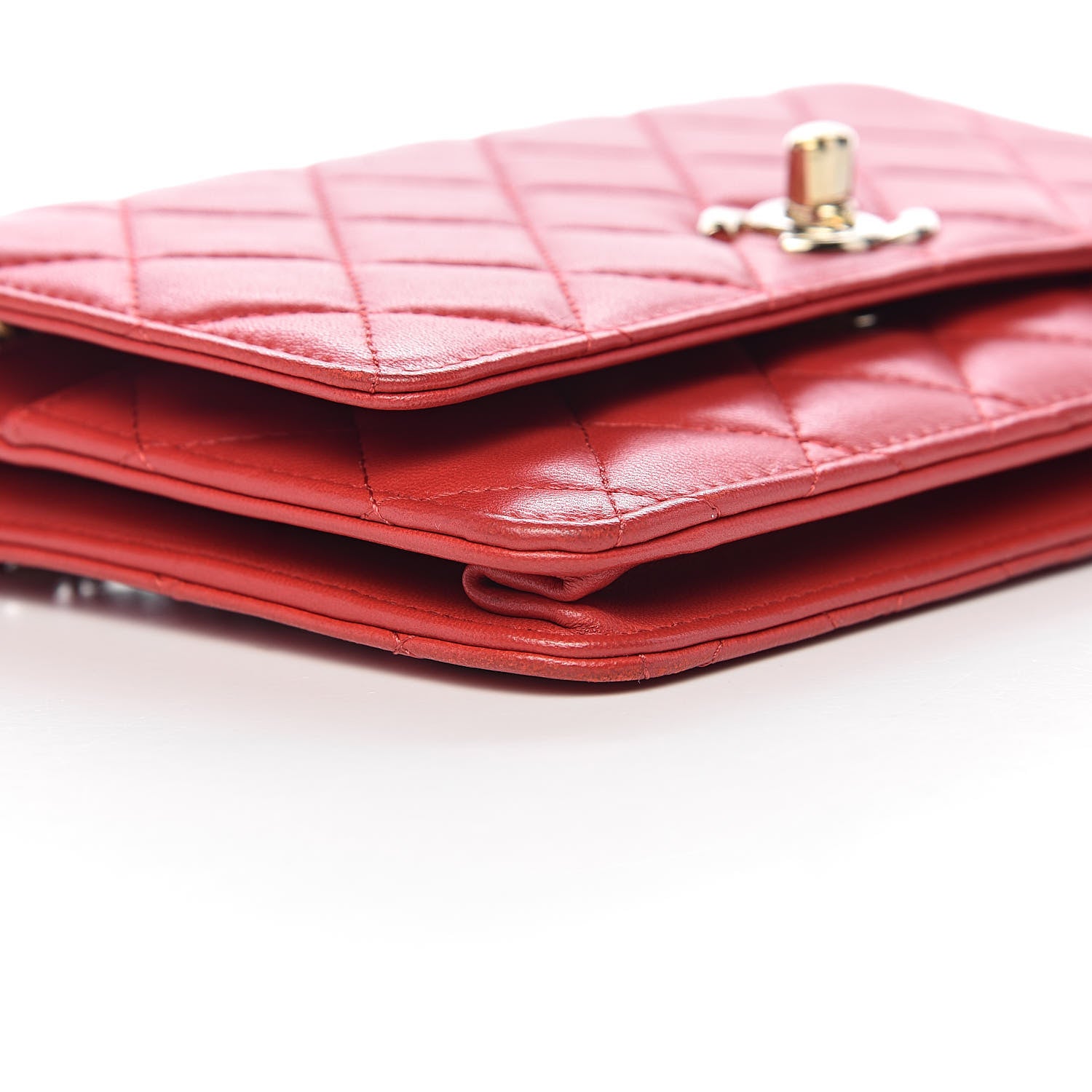 Chanel Lambskin Quilted Trendy CC Wallet On Chain WOC Red 9 of 12