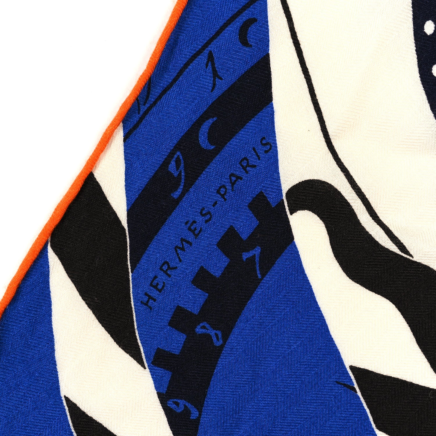 Hermes Cashmere Silk Losange Scarf Bleu Orange Multicolor 3 of 5