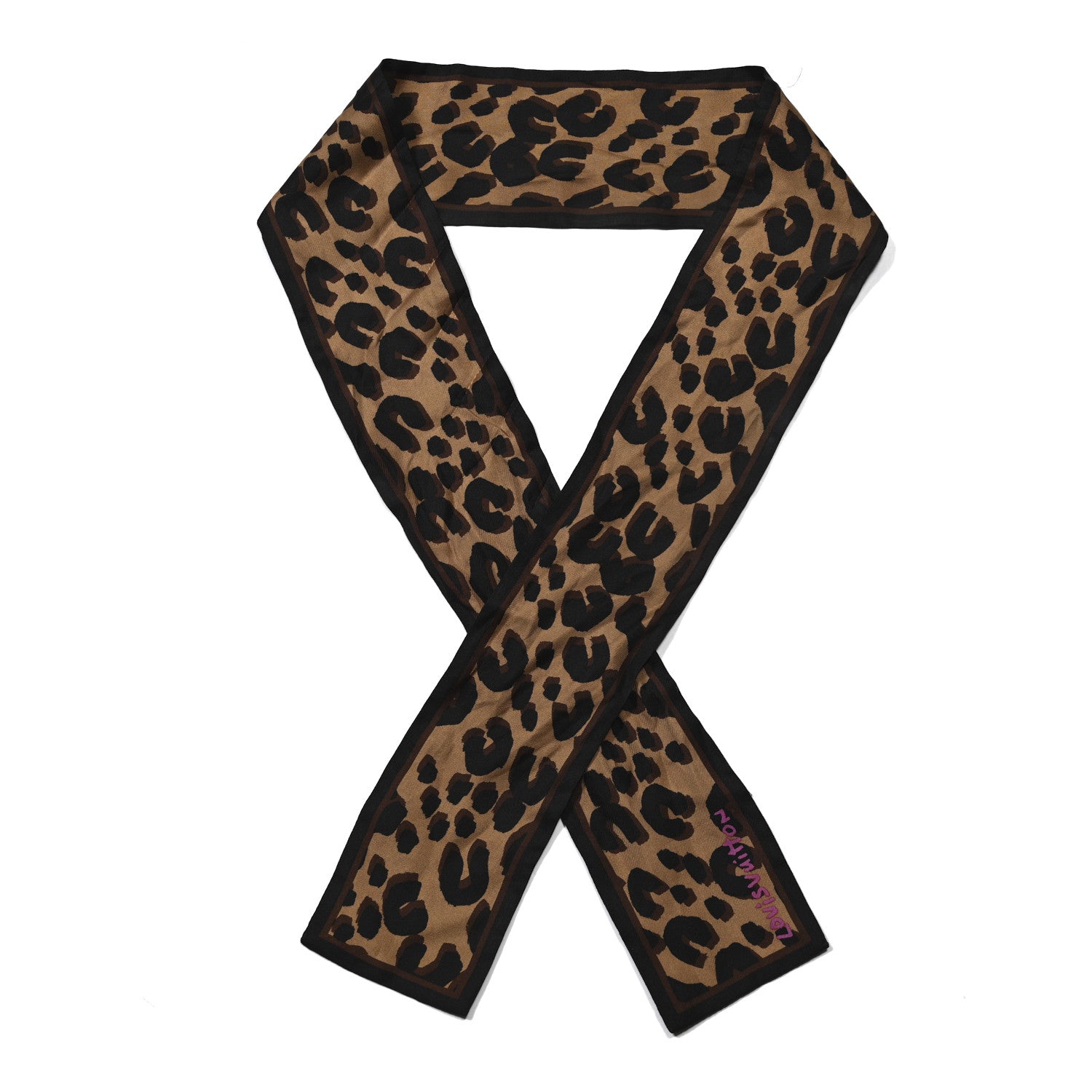 Louis Vuitton Silk Leopard Bandeau Scarf Marron 1 of 4