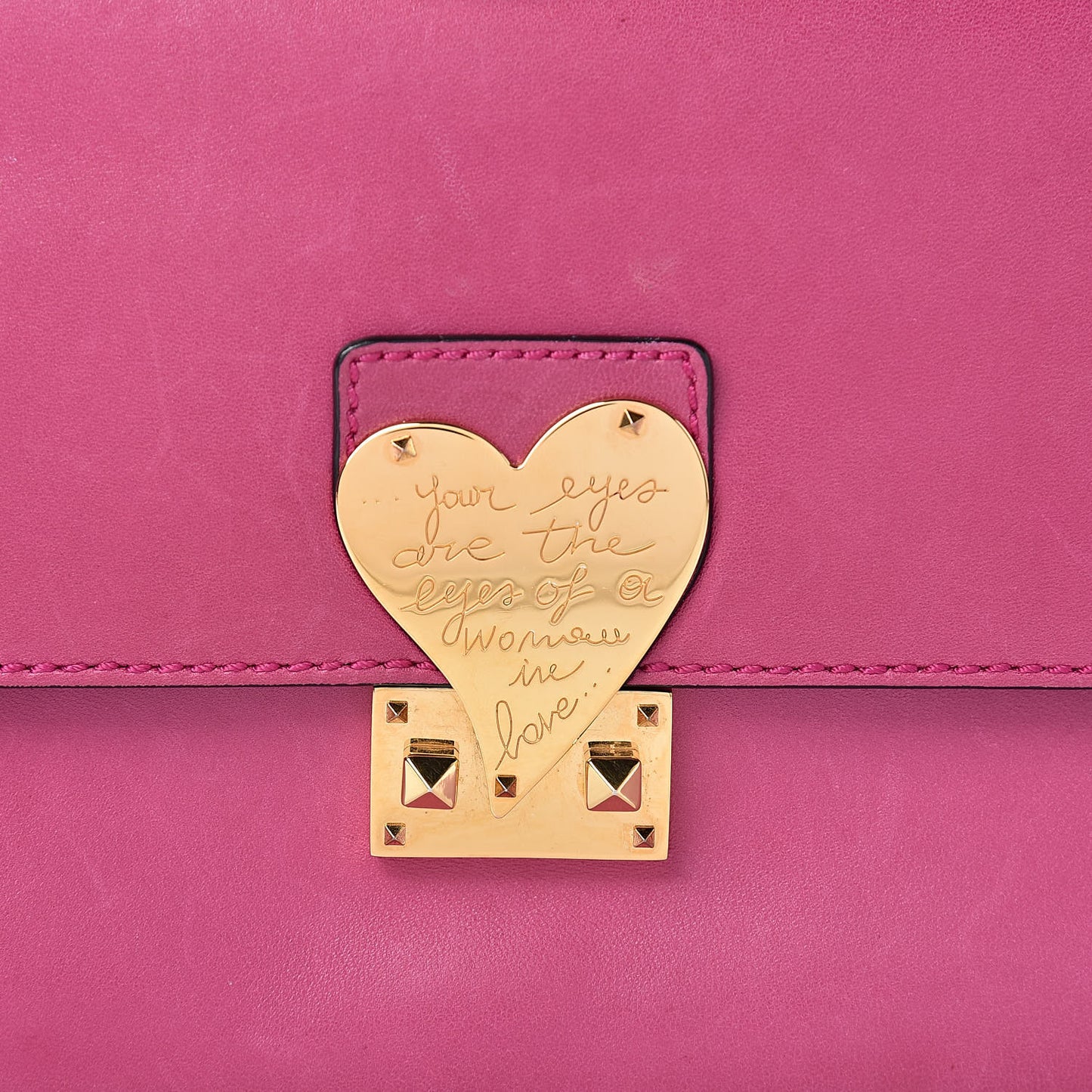 Shiny Nappa L'Amour Rockstud Shoulder Bag Fuxia