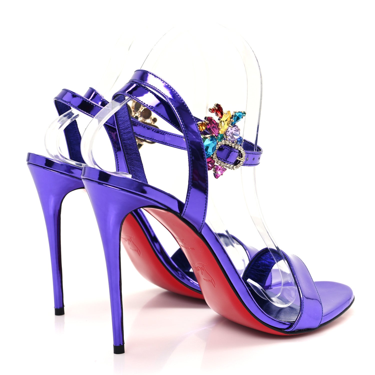 Christian Louboutin Metallic Patent Crystal Goldie Joli 100 Sandals 39.5 Elektra 5 of 10