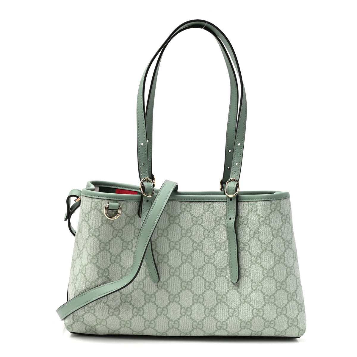 Gucci GG Supreme Monogram Emblem Medium Tote Bag Sage Green 1 of 9