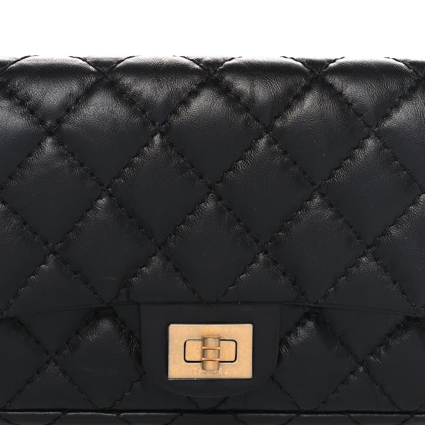 Aged Calfskin Quilted 2.55 Reissue Flap Belt Bag Clutch Black