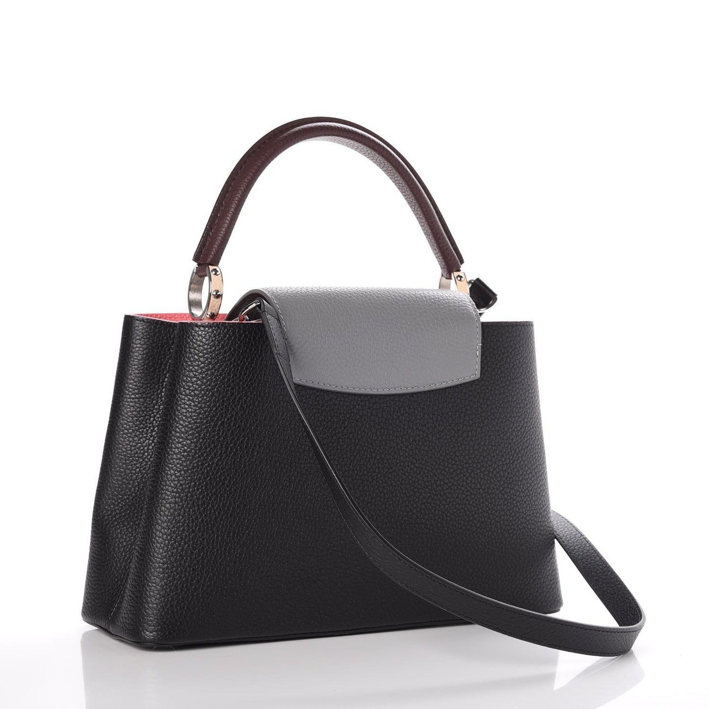 Taurillon Capucines PM Black Corail Gris