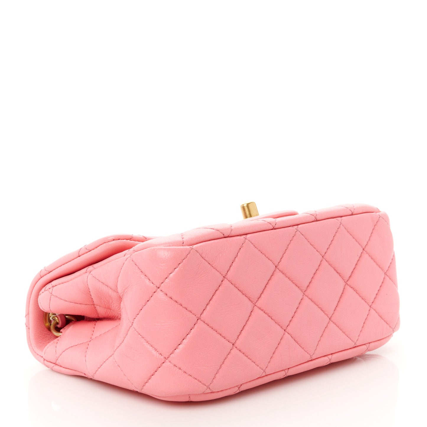 Lambskin Quilted Mini Pearl Crush Flap Pink