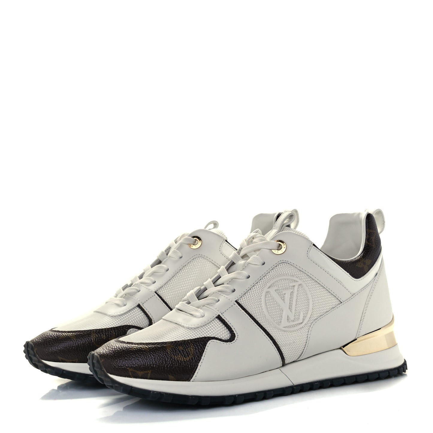Calfskin Monogram Run Away Sneakers 39 White
