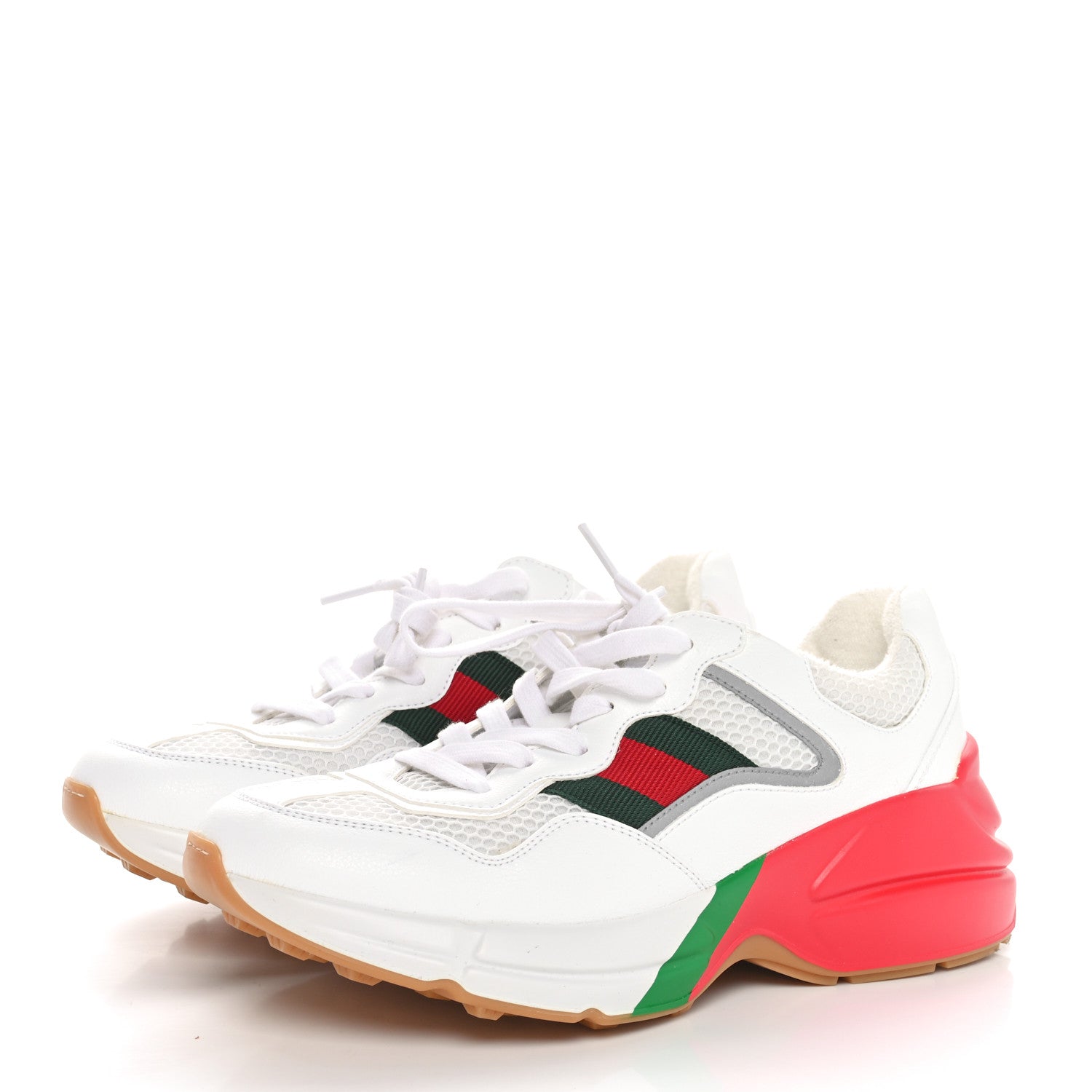 Gucci Lavaredo Eco Fabric Mesh Web Womens Rhyton Reflective Sneakers 37 Great White Water Rose Silver 3 of 9