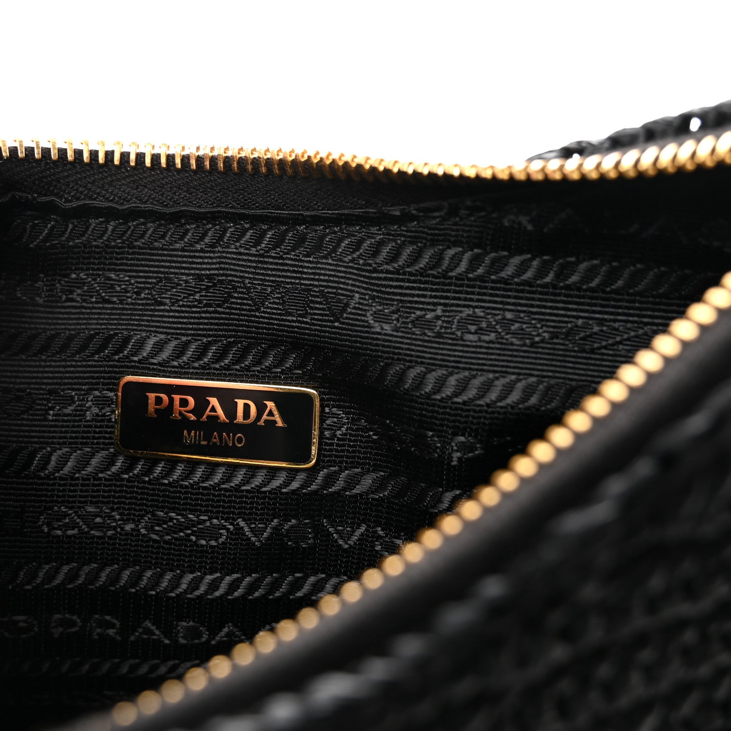 Prada Yarn Raffia Effect Crochet Re-Edition 2005 Shoulder Bag Black 6 of 9