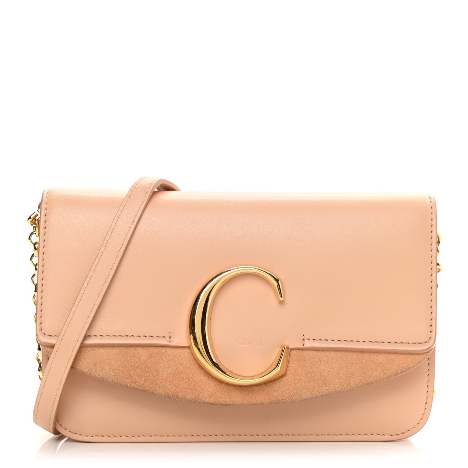 Chloe Calfskin Suede C Clutch With Chain Blushy Pink 1 of 13