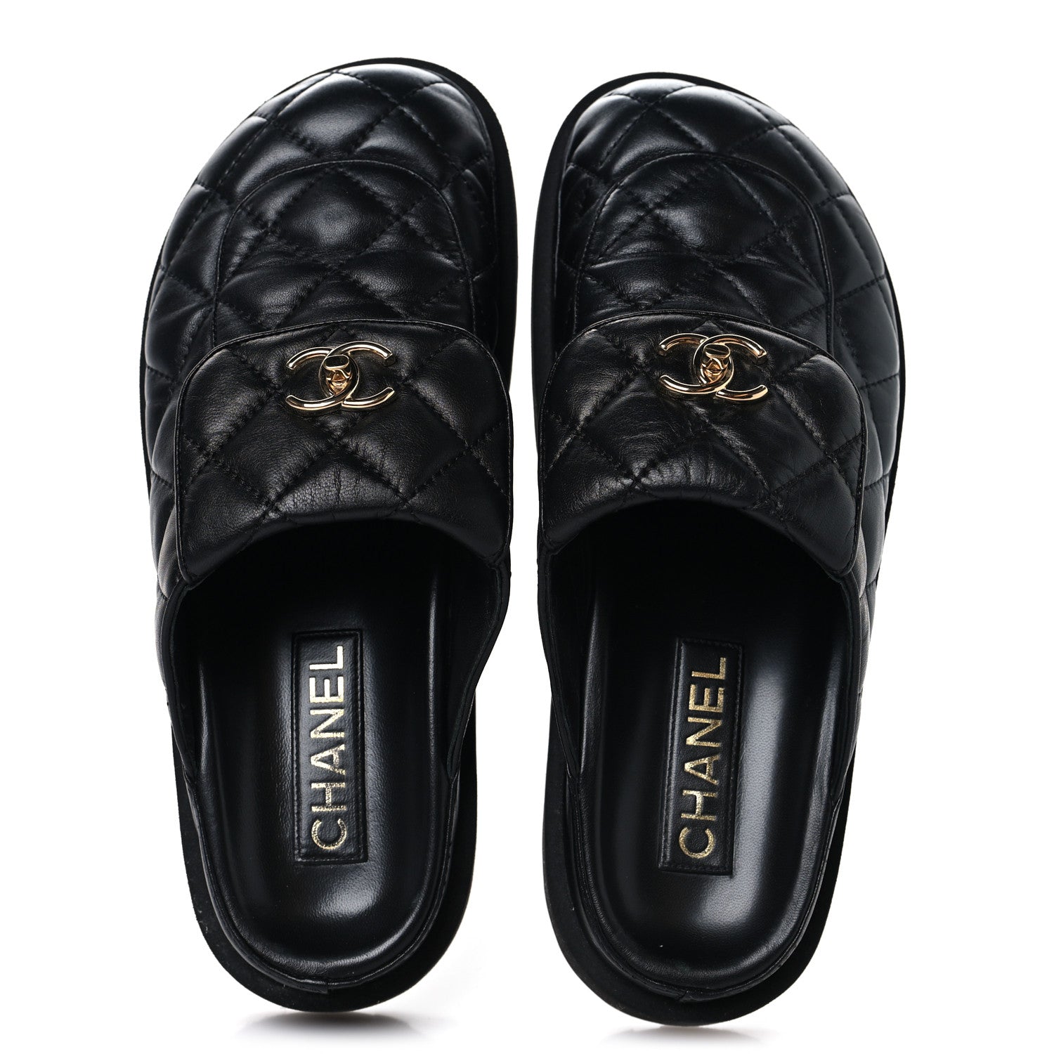 Chanel Lambskin Quilted CC Turnlock Mules 39 Black 2 of 10