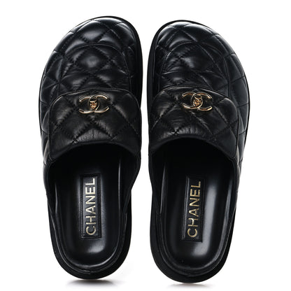 Chanel Lambskin Quilted CC Turnlock Mules 39 Black 2 of 10