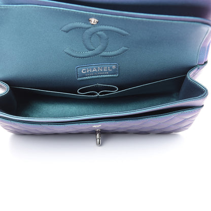 Chanel Metallic Lambskin Quilted Medium Double Flap Turquoise 5 of 13