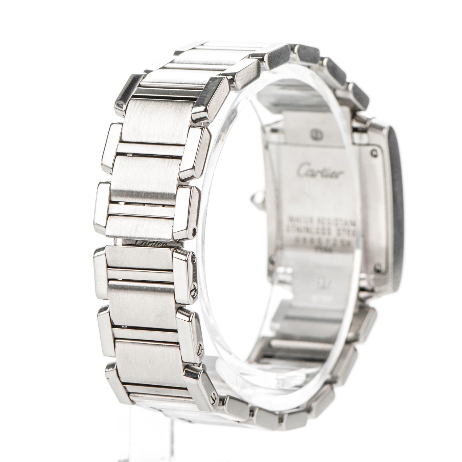 Cartier Stainless Steel Pink Mother of Pearl 20mm Tank Francaise Quartz Watch 3 of 7
