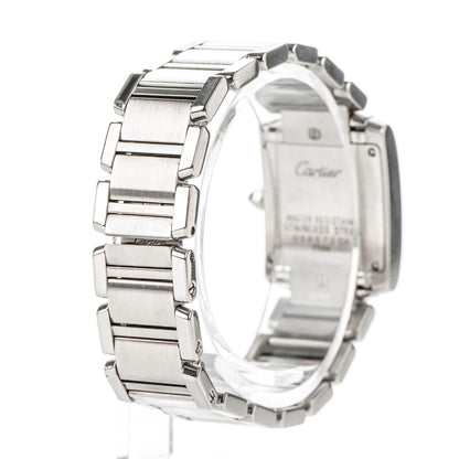 Cartier Stainless Steel Pink Mother of Pearl 20mm Tank Francaise Quartz Watch 3 of 7