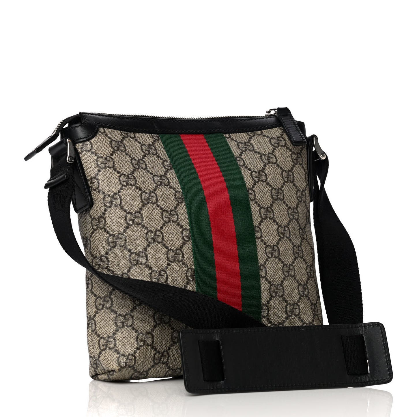 GG Supreme Monogram Web Messenger Bag Black