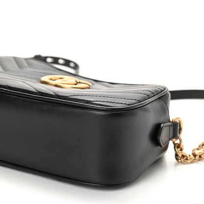 Gucci Calfskin Matelasse Small GG Marmont Chain Shoulder Bag Black 10 of 10