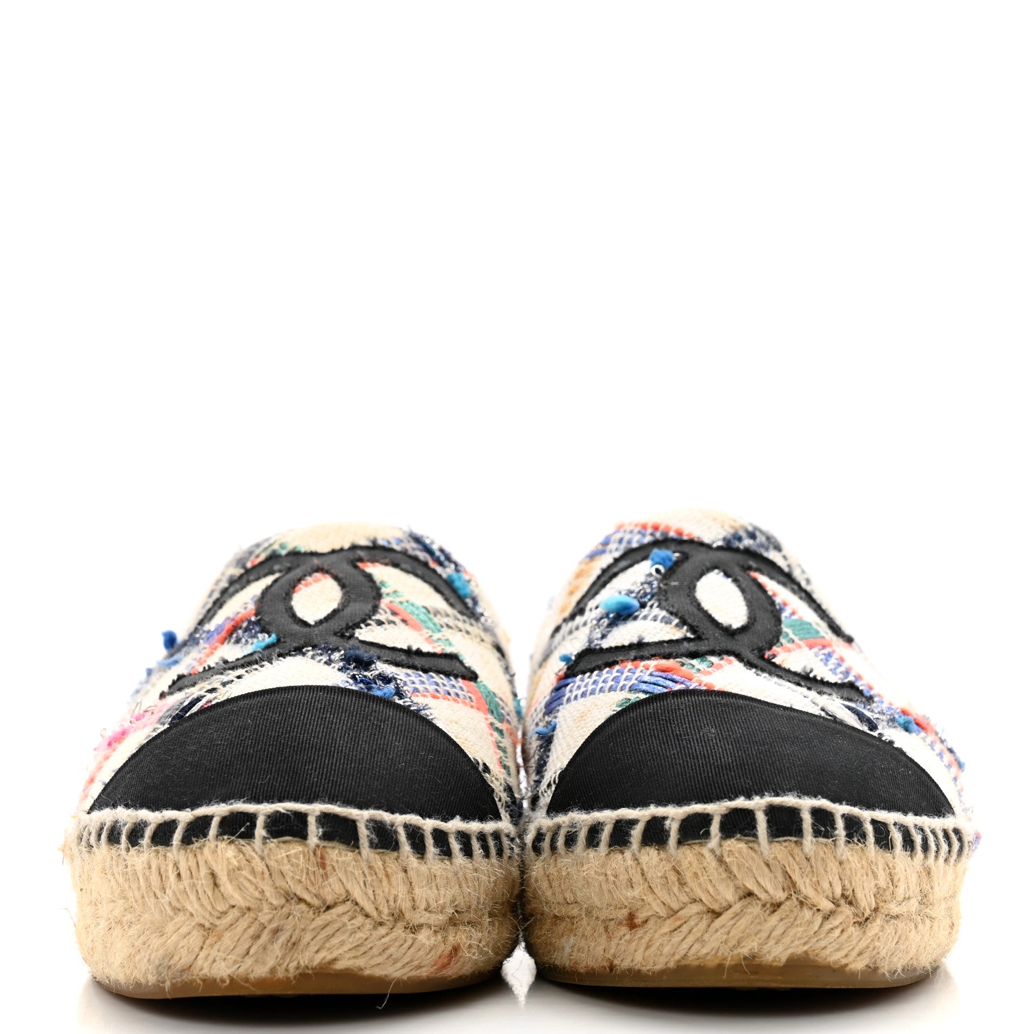 Chanel Tweed Grosgrain CC Espadrilles 36 Multicolor Black 2 of 10