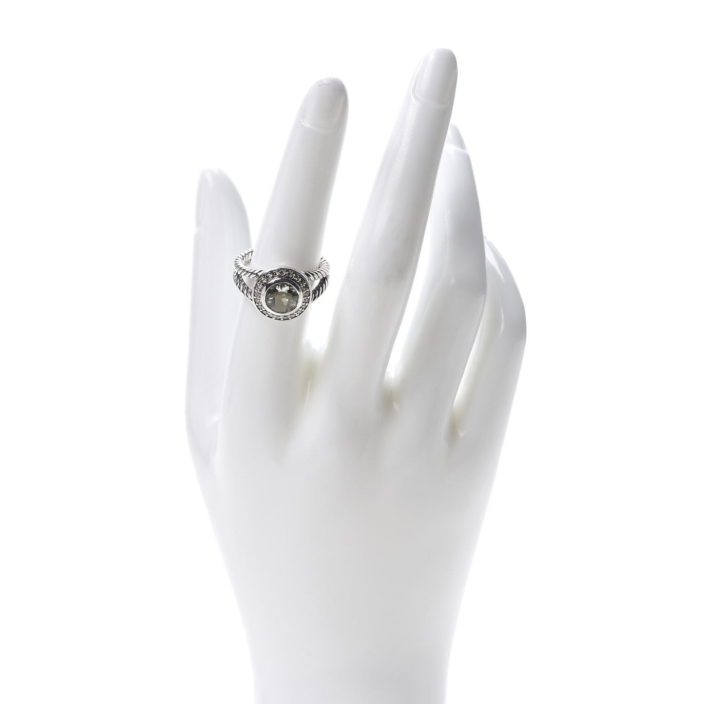 Sterling Silver Diamond Prasiolite 8mm Petite Cerise Ring 54 7