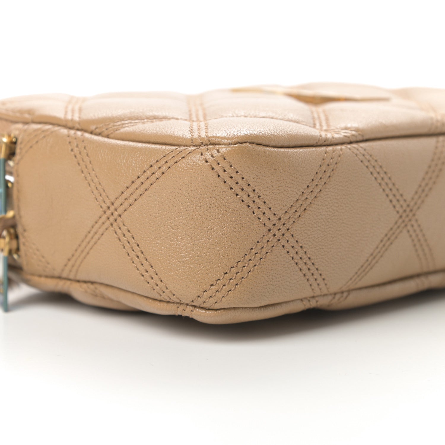 Saint Laurent Grained Lambskin Quilted Mini Becky Double Zip Bag Natural Tan 11 of 12