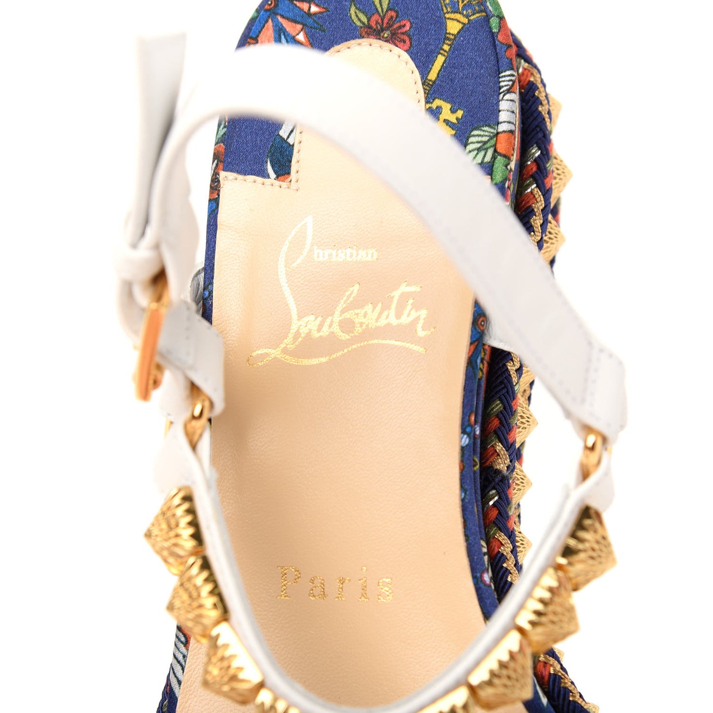 Nappa Soie Tattoo Pira Ryad 60 Platform Sandals 37 White Navy
