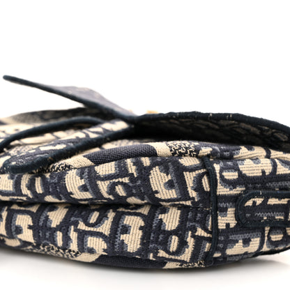 Christian Dior Oblique Embroidered Saddle Bag Blue 10 of 11