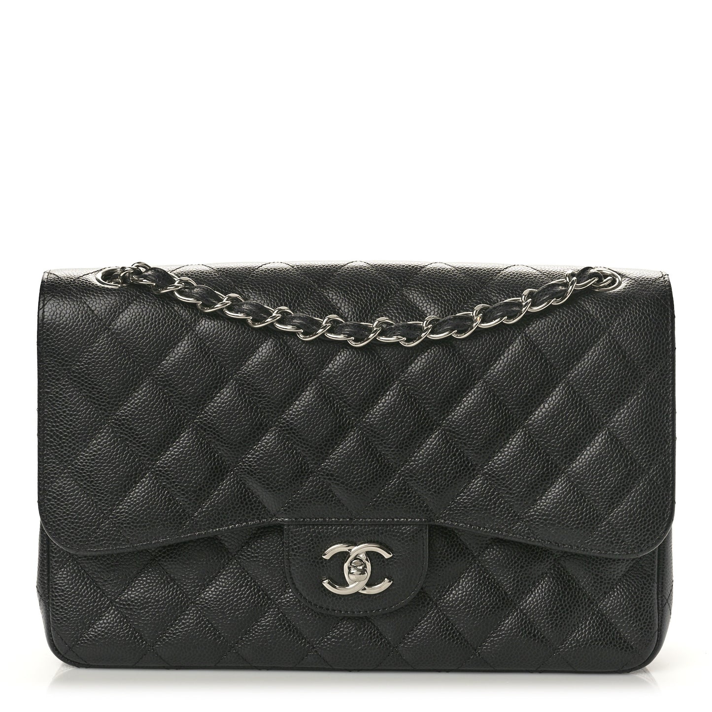 Caviar Quilted Jumbo Double Flap Black