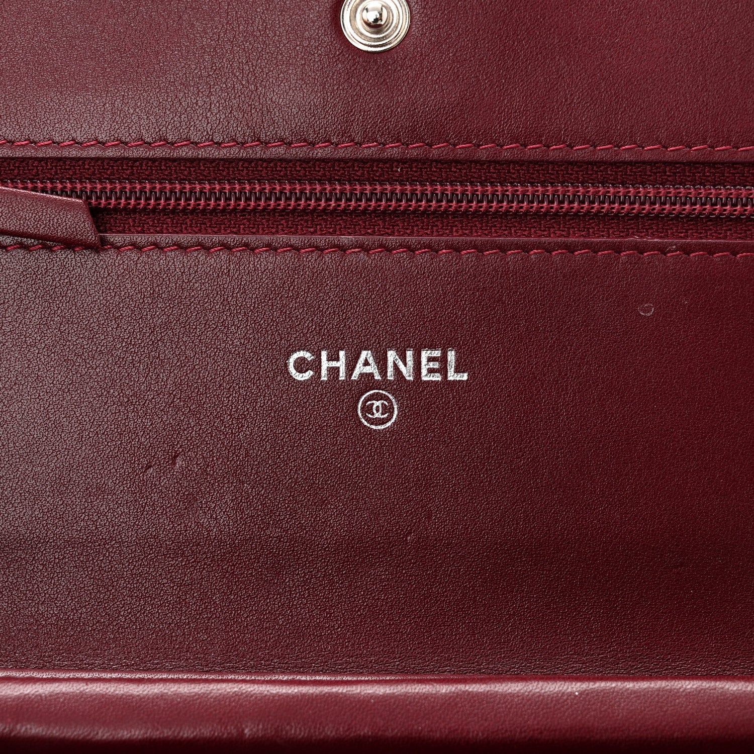 Chanel Patent Quilted Brilliant Wallet On Chain WOC Dark Burgundy 6 of 13