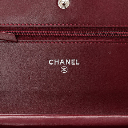 Chanel Patent Quilted Brilliant Wallet On Chain WOC Dark Burgundy 6 of 13
