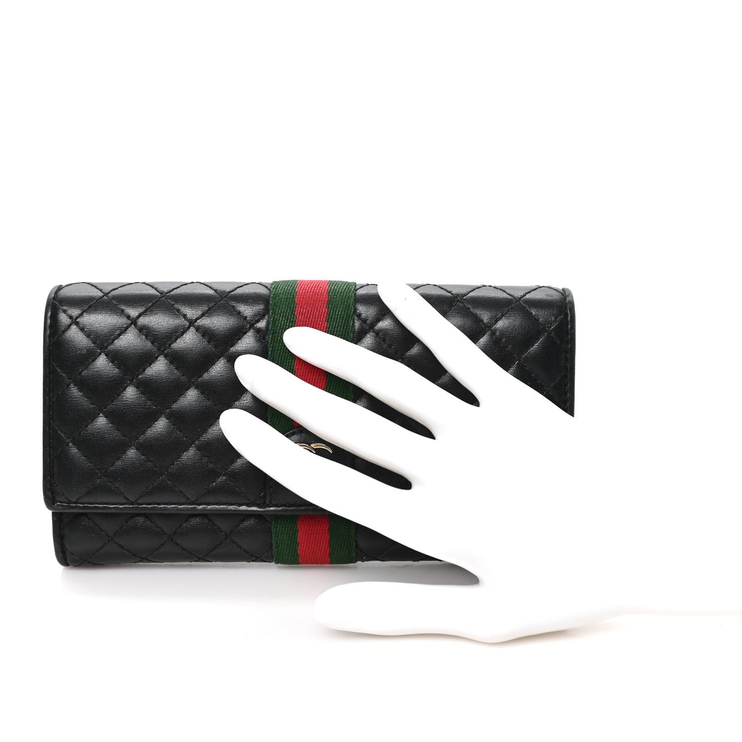Gucci Calfskin Web Trapuntata GG Continental Wallet Black 2 of 7