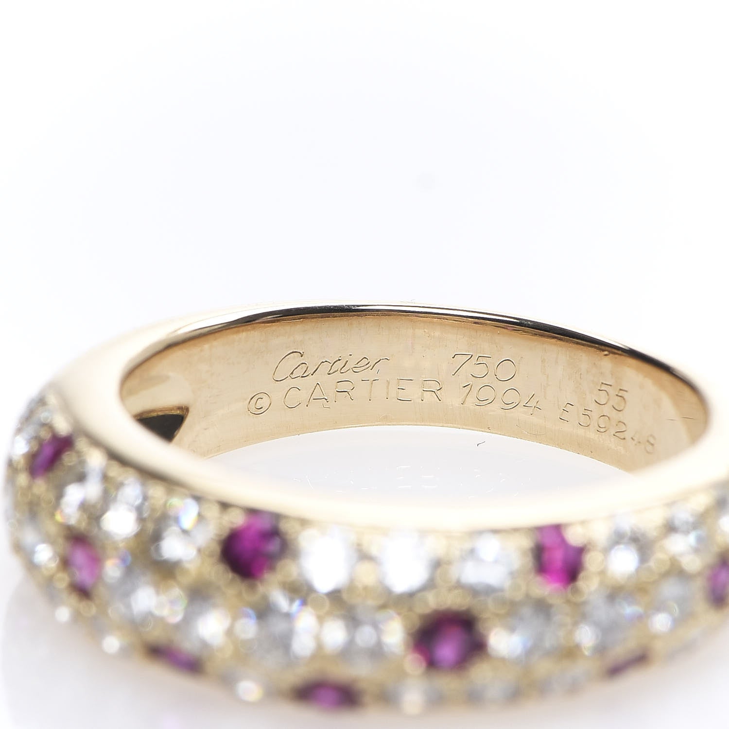 Cartier 18K Yellow Gold Diamond Ruby 6mm Mimi Ring 55 7.25 6 of 6