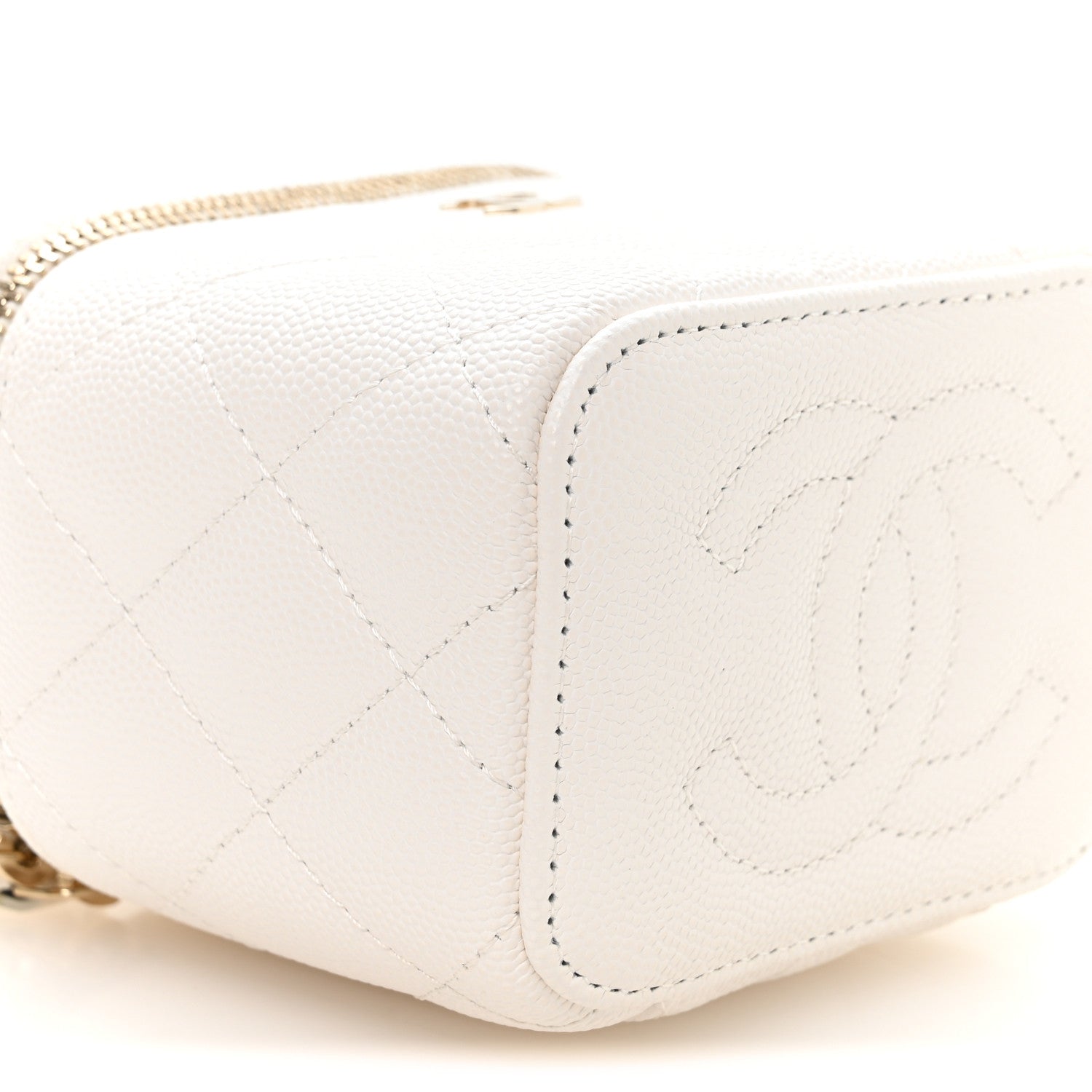 Chanel Caviar Quilted Mini Vanity Case With Chain White 9 of 11