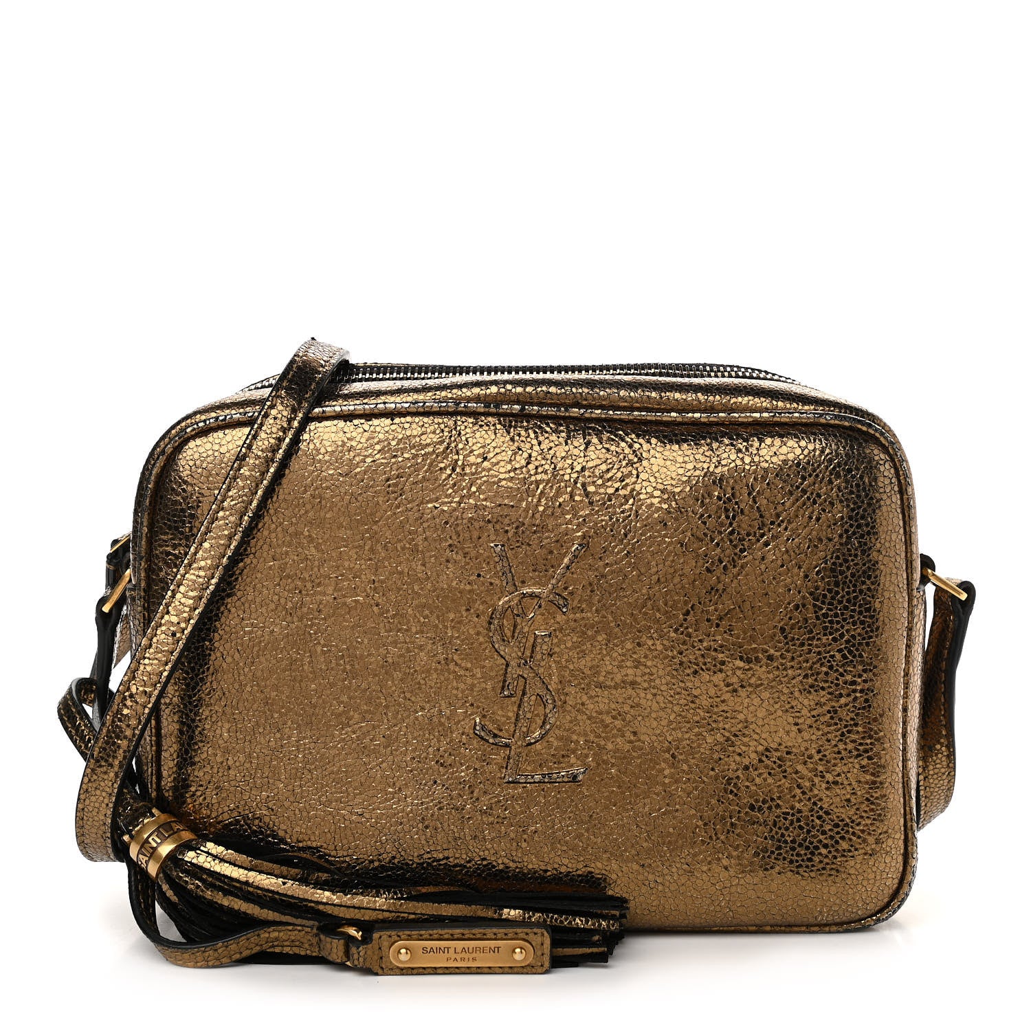 Saint Laurent Calfskin Lame Monogram Small Lou Camera Bag Gold Olive 1 of 15