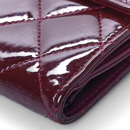 Chanel Patent Quilted Compact French Flap Wallet Dark Red 10 of 12
