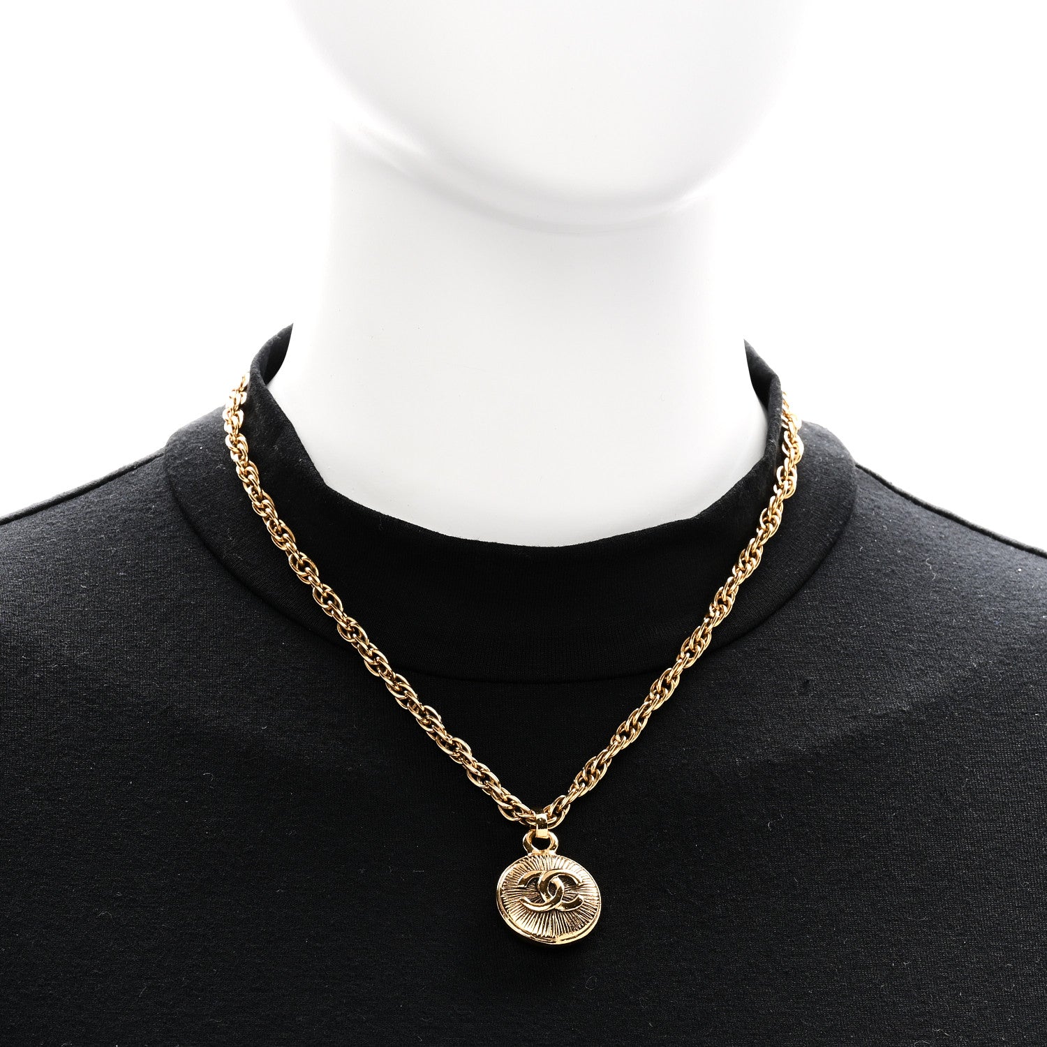 Chanel CC Pendant Necklace Gold 2 of 7