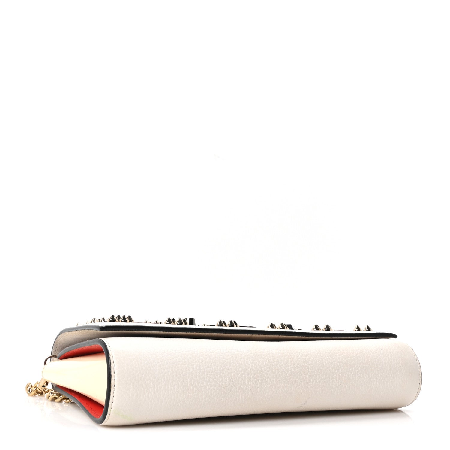 Christian Louboutin Calfskin Spikes Loubinthesky Paloma Clutch Snow 4 of 10
